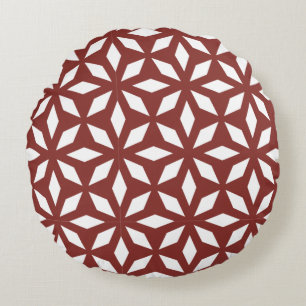 Classic Geometric Lattice & Diamond Micro-Pattern Round Cushion