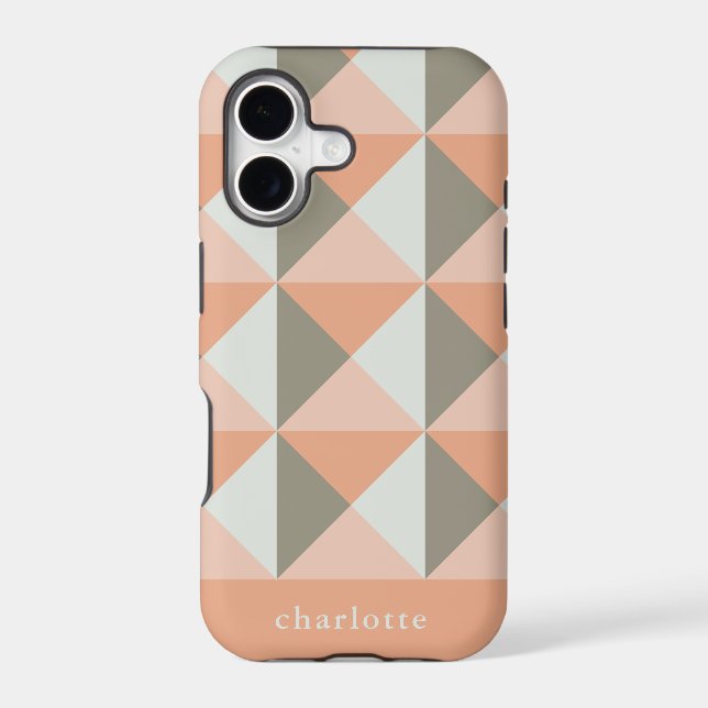 Classic Geometric Pattern Peach Taupe Personalised (Back)