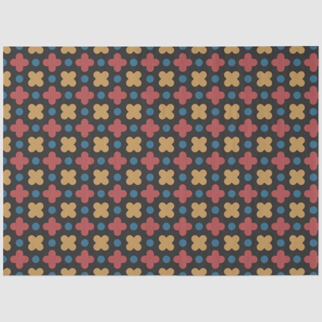 Classic Geometric Red Yellow Tissue Paper (Front)