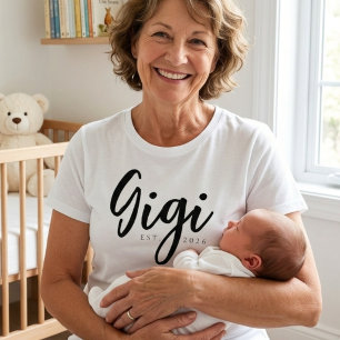 Classic Gigi EST Year Simple Family Script T-Shirt
