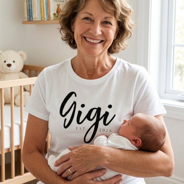 Classic Gigi EST Year Simple Family Script T-Shirt (Creator Uploaded)