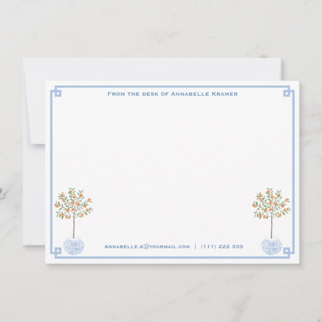 Classic Ginger Jar Stationery | From The Desk Of Card (Front)