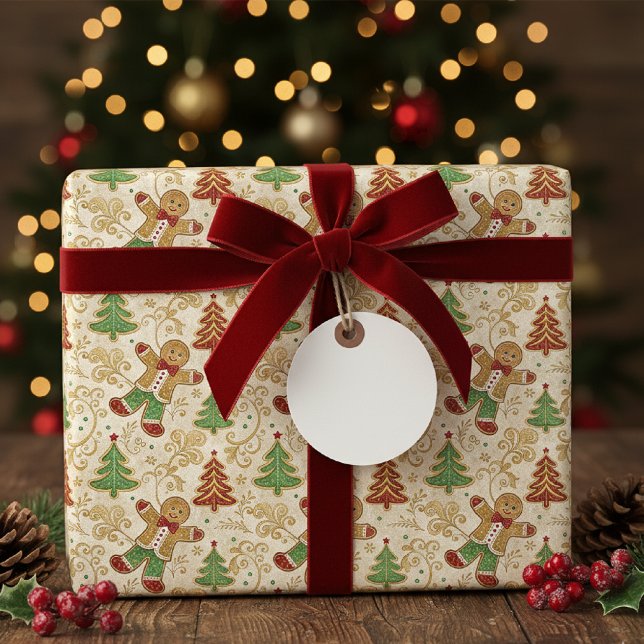 Classic Gingerbread Man and Christmas Tree Wrapping Paper (Creator Uploaded)