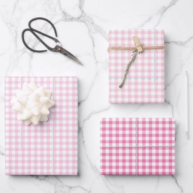 Classic Gingham 3 Pink Wrapping Paper Sheet (Front)