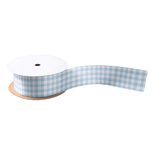 Classic Gingham Baby Blue Satin Ribbon (Spool)