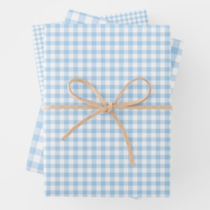 Classic Gingham Baby Blue Wrapping Paper Sheet