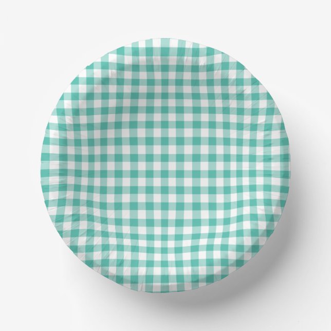 Classic Gingham Bluegrass Green Paper Plate (Front)