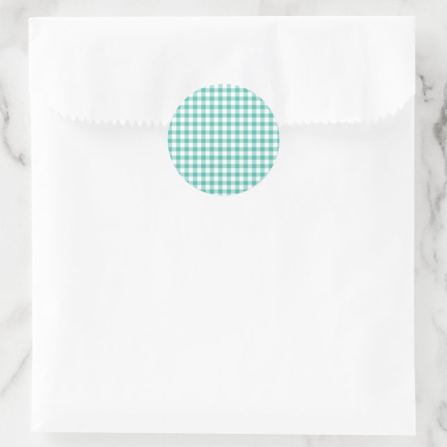 Classic Gingham Bluegrass Green  Round Sticker (Bag)