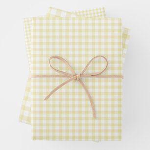 Classic Gingham Butter Yellow Wrapping Paper Sheet
