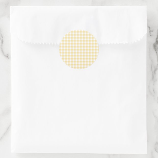 Classic Gingham Canary Yellow Classic Round Sticker (Bag)