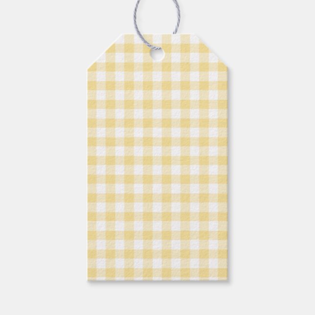Classic Gingham Canary Yellow Gift Tags (Front)