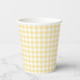 Classic Gingham Canary Yellow Paper Cups