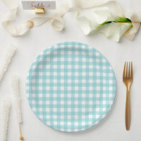Classic Gingham Check Plaid Pattern Light Blue