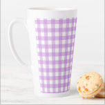 Classic Gingham Check Plaid Pattern Lilac  Latte Mug<br><div class="desc">Modern summer trend picnic blanket gingham plaid tartan pattern. Pastel tones aesthetic. Cute gingham design for modern home decor interior design. Colourful boho peach gingham pattern. Pastel gingham home decor and gifts. Pastel lavender purple violet gingham pattern design home decor.</div>