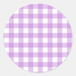 Classic Gingham Check Plaid Pattern Lilac   Round Sticker