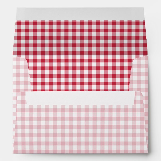 Classic Gingham Cherry Red Envelope (Back (Bottom))