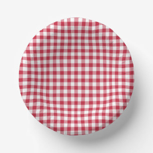 Classic Gingham Cherry Red Paper Plate