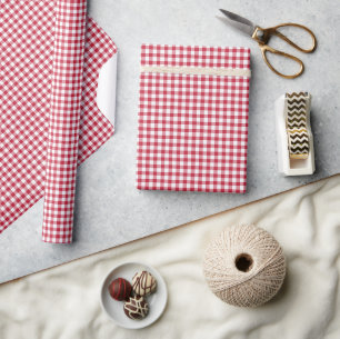 Classic Gingham Cherry Red Wrapping Paper