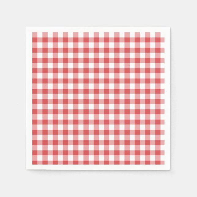 Classic Gingham Coral Red Napkin (Front)