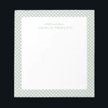 Classic gingham cute simple green personalised notepad<br><div class="desc">With its cute light sage green gingham frame, this notepad is the perfect way to send a sweet personalised note. The text reads "a little note from" and includes room for a name, but it can be edited to say anything you'd like. Makes a great stocking stuffer for a little...</div>