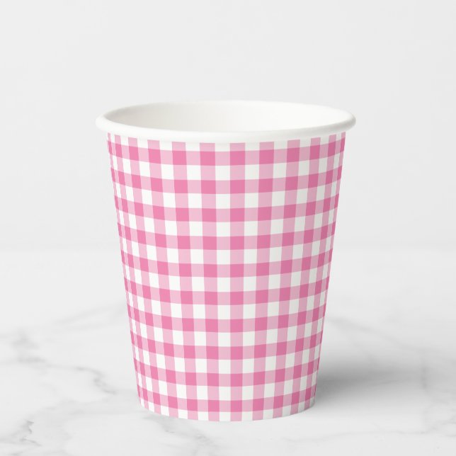 Classic Gingham Fuchsia Paper Cups (Front)
