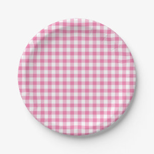 Classic Gingham Fuchsia Paper Plate