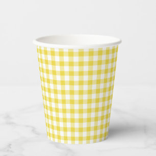 Classic Gingham Golden Yellow Paper Cups