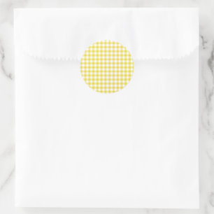 Classic Gingham Golden Yellow Round Sticker