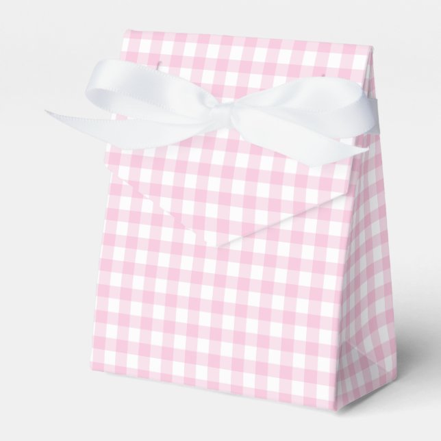 Classic Gingham Light Pink Favour Box (Front Side)