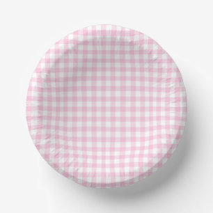 Classic Gingham Light Pink Paper Plate