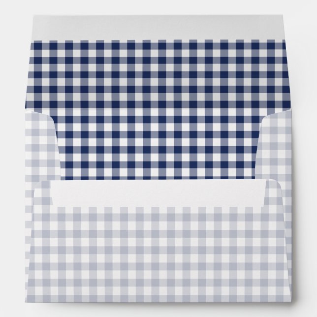 Classic Gingham Navy Blue Envelope (Back (Bottom))