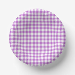 Classic Gingham Orchid Purple Paper Plate