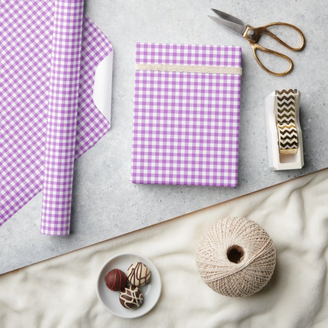 Classic Gingham Orchid Purple Wrapping Paper (Crafts)