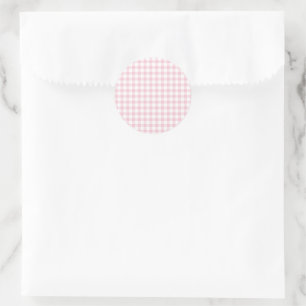 Classic Gingham Pink Round Sticker