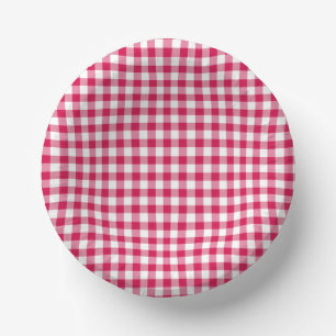 Classic Gingham Raspberry Paper Plate