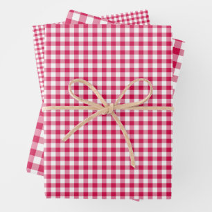 Classic Gingham Raspberry Wrapping Paper Sheet