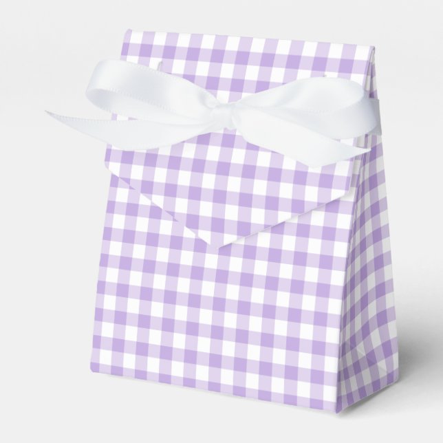 Classic Gingham Soft Lavender Favour Box (Front Side)