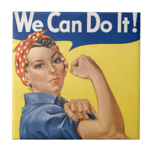 Classic Girl Power Empowerment Pop Art Print Tile
