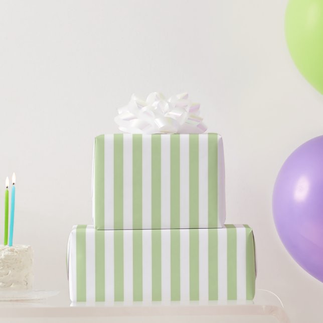 Classic Girly Pastel Green Stripe Pattern Spring Wrapping Paper (Party Gifts)