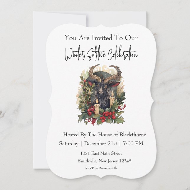 Classic Goat Yule Invitation  (Front)
