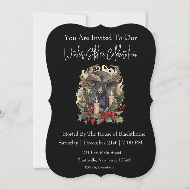 Classic Goat Yule Invitation  (Front)