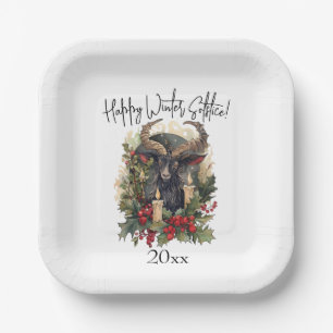 Classic Goat Yule Paper Plate