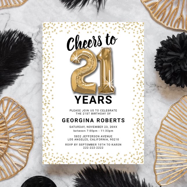 Classic Gold 21st Birthday Invitation (Creator Uploaded)