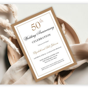 Classic Gold 50th Wedding Anniversary Invitation