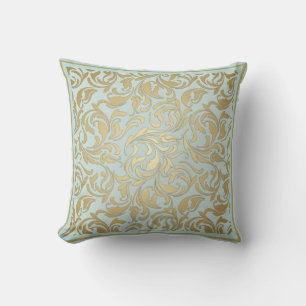 Classic Gold and Blue with Ornate Scrolls   Cushion