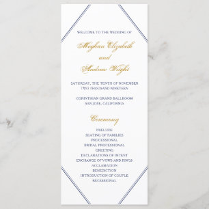 Classic Gold and Navy Wedding Program Programme