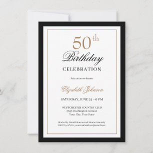 Classic Gold Black 50th Birthday Invitation