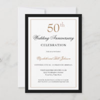 Classic Gold Black 50th Wedding Anniversary