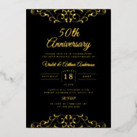 Classic Gold Black Swirl 50th Wedding Anniversary