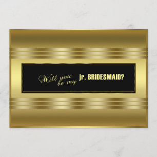Classic Gold Black Will You Be My jr. Bridesmaid? Invitation